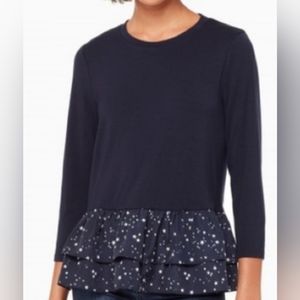 Kate Spade Broome Street Navy ruffle shirt L